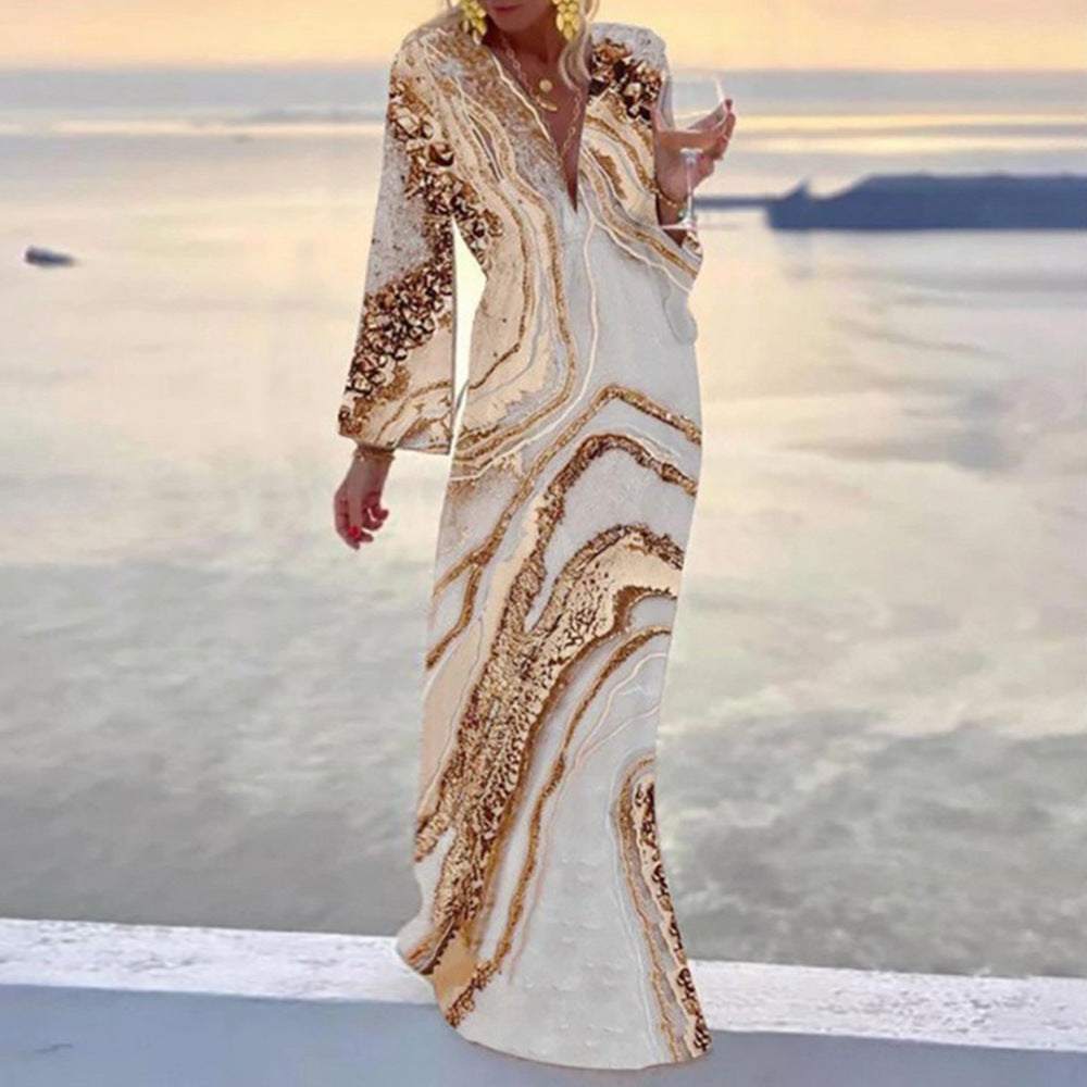 Golden Marble maxi-jurk