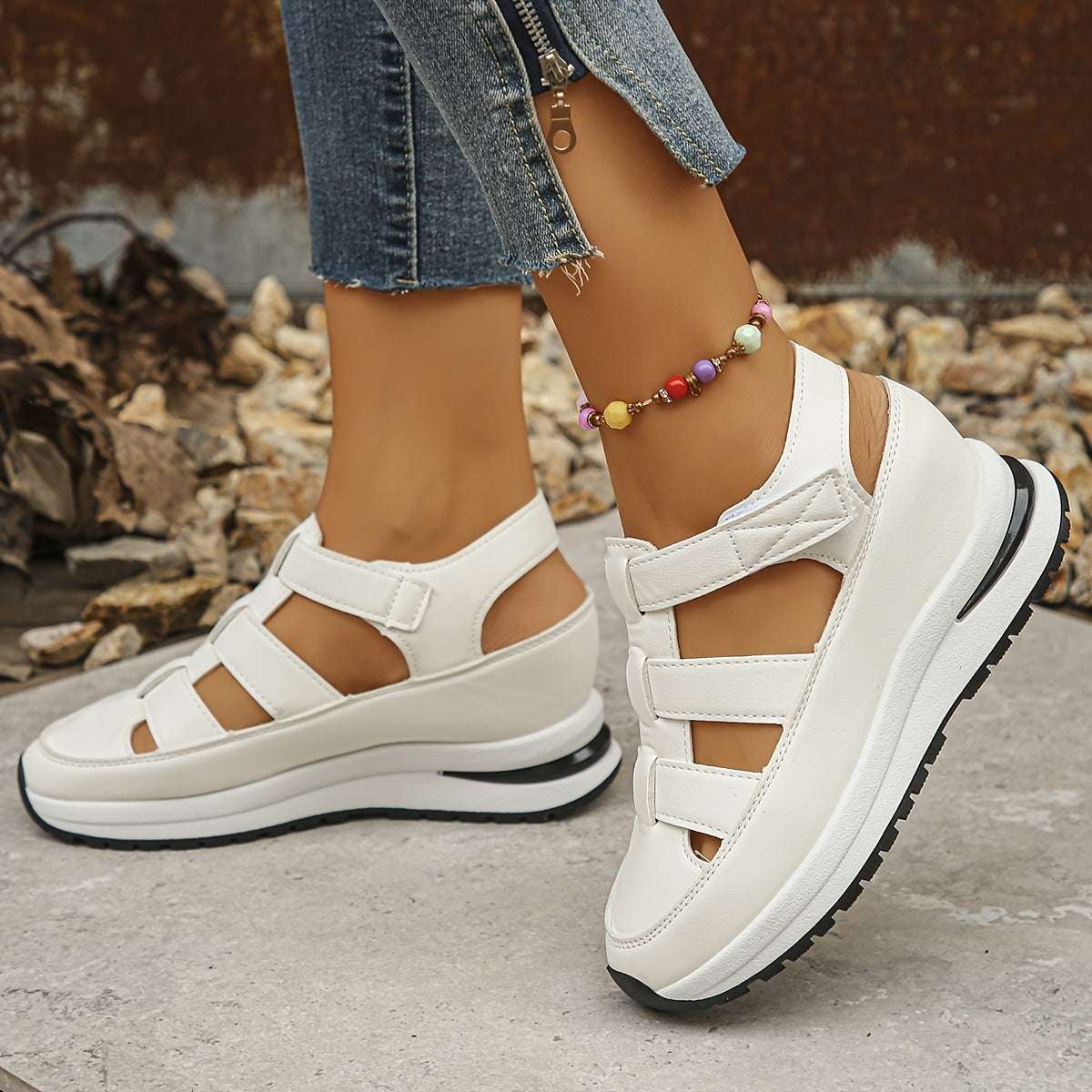 Platformsandalen Klittenbandjes