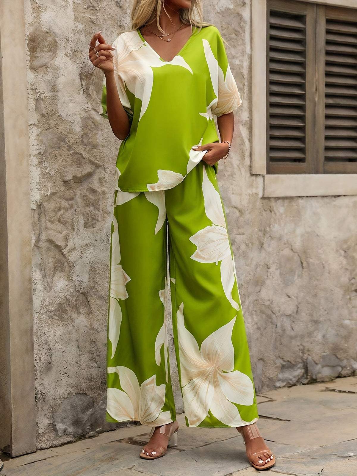 Set met Tropische Bloemenprint