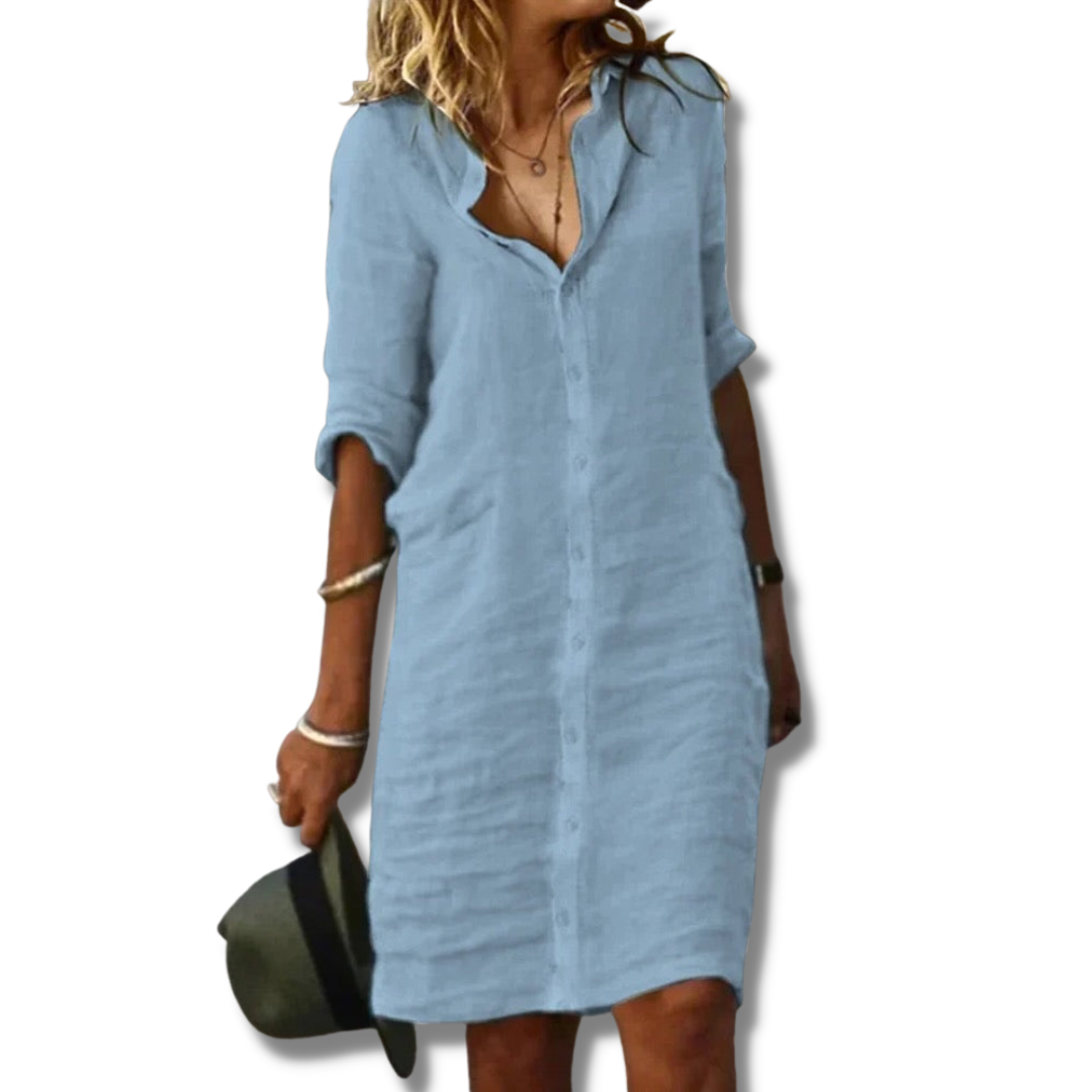 Losvallende Linnenlook Jurk